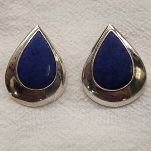 Elegant Silver and Lapis Lazuli Teardrop Earrings